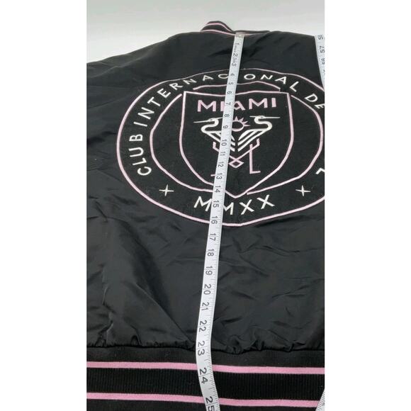 Inter Miami CF Men Bomber Jacket M MLS full snap varsity Jacket black - Picture 11 of 12